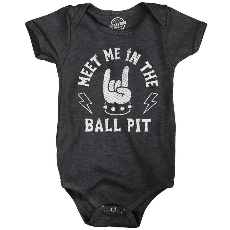 Meet Me In The Ball Pit Baby Bodysuit Funny Sarcastic Metal Music Graphic Jumper For Infants Funny Baby Onesies Sarcastic...