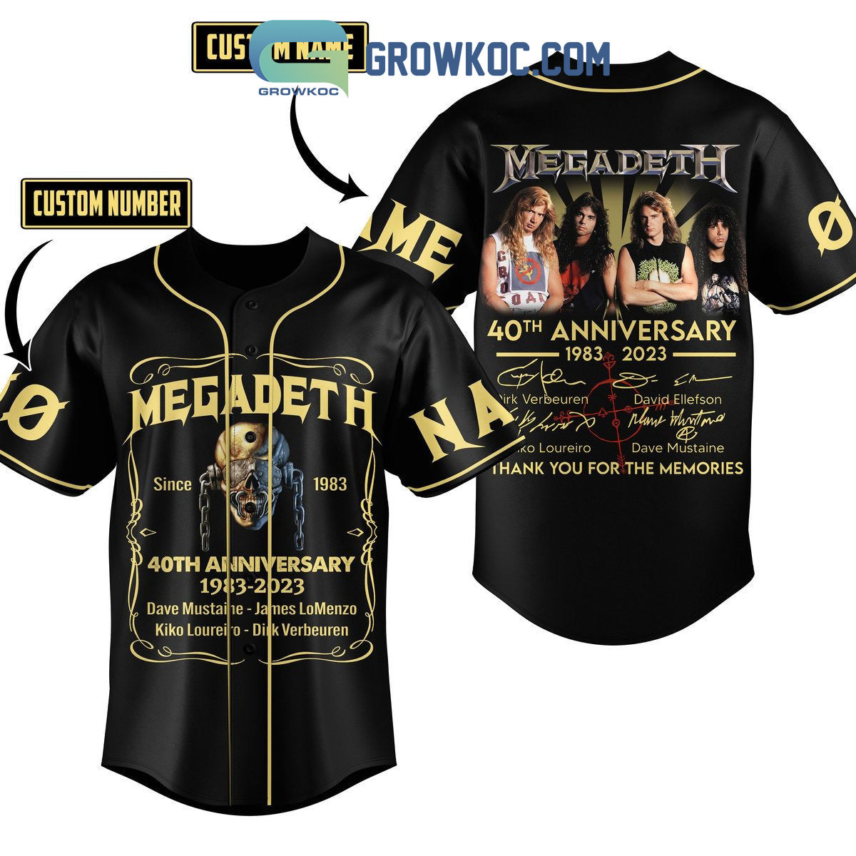 Megadeth 40th Anniversary 1983 2023 Memories Personalized Baseball Jersey