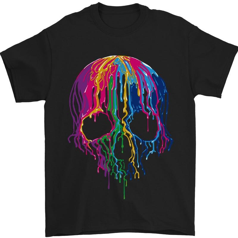 Melting Skull Biker Motorcycle Gothic Mens T-Shirt 100% Cotton Made in USA Hoodie, Sweatshirt | WearSparks.com