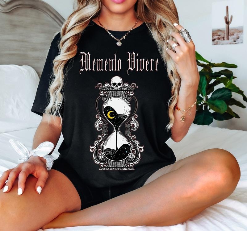 Memento Vivere TShirt Memento Mori Skull Shirt Skeleton Shirt Alt Shirt Gothic Shirt Alt Clothing Edgy Clothing Skeleton...