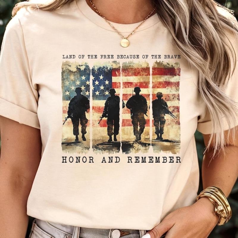 Memorial Day Shirt, Land of the brave Shirt, Patriotic American Flag Shirt, Army Shirt, Heart Memorial Day Shirt,...