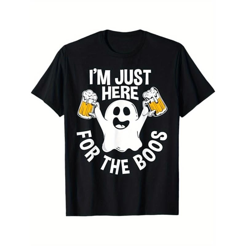 Men Funny Halloween I'm Just Here For The Boos Gift T-Shirt, 100% Cotton, Gift for Men Women Dad Mom Friends, S-XXXL,...