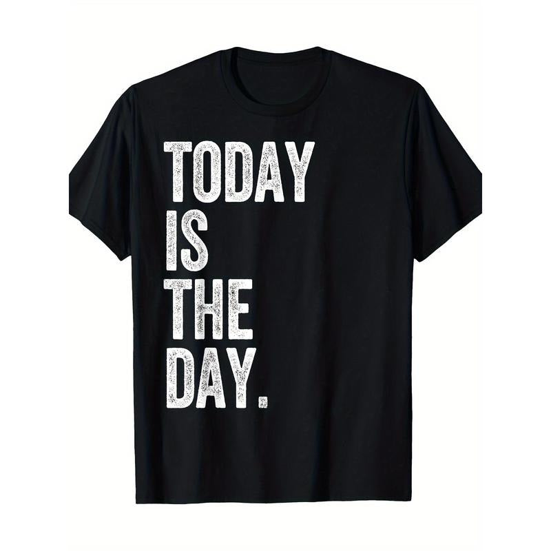 Men'S Basic Cotton T-Shirt with "Today Is The Day" Print - Crew Neck, Short Sleeve, Regular Fit, All-Season Casual Tee...