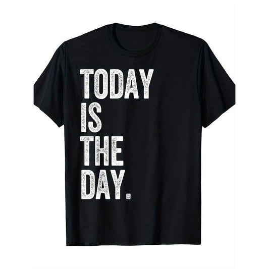 Men'S Basic Cotton T-Shirt with "Today Is The Day" Print - Crew Neck, Short Sleeve, Regular Fit, All-Season Casual Tee...