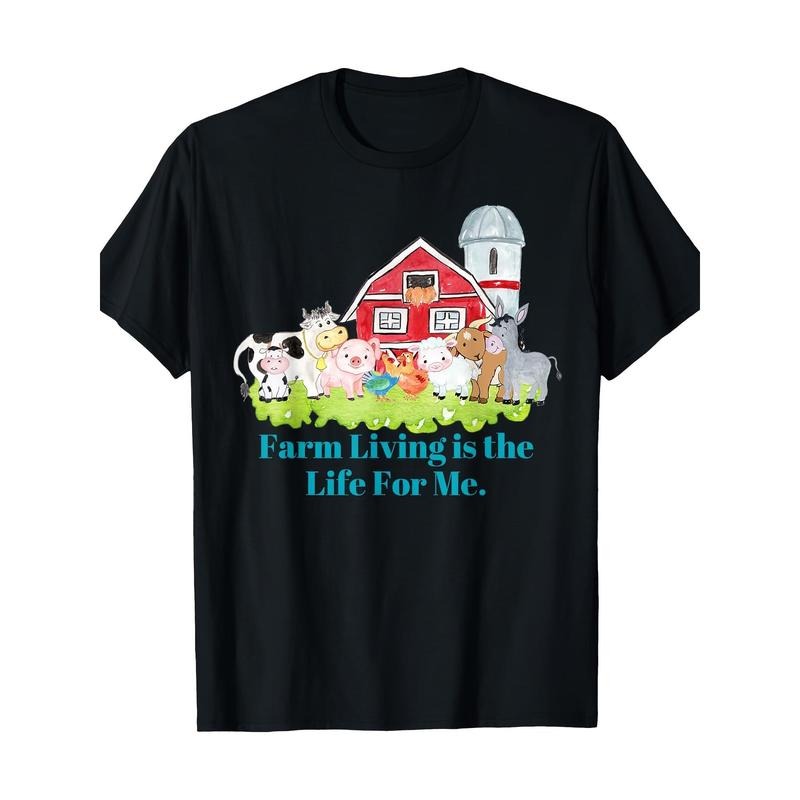 Men'S Cotton Casual T-Shirt with Farm Life Geometric Print, Round Neck, Short Sleeve, Regular Fit, Digital Heat Transfer...