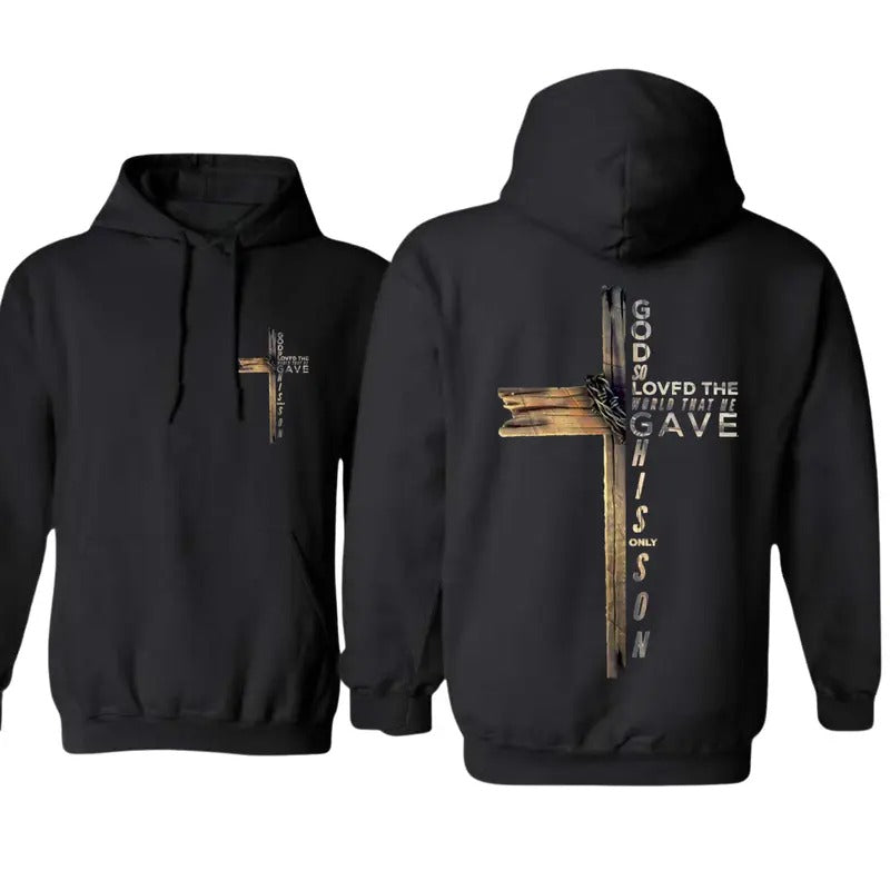 Men and Women's Faithful Comfort Hoodie with Inspirational Cross Graphic Featuring John 3:16 Bible Verse - Sweatshirts,...