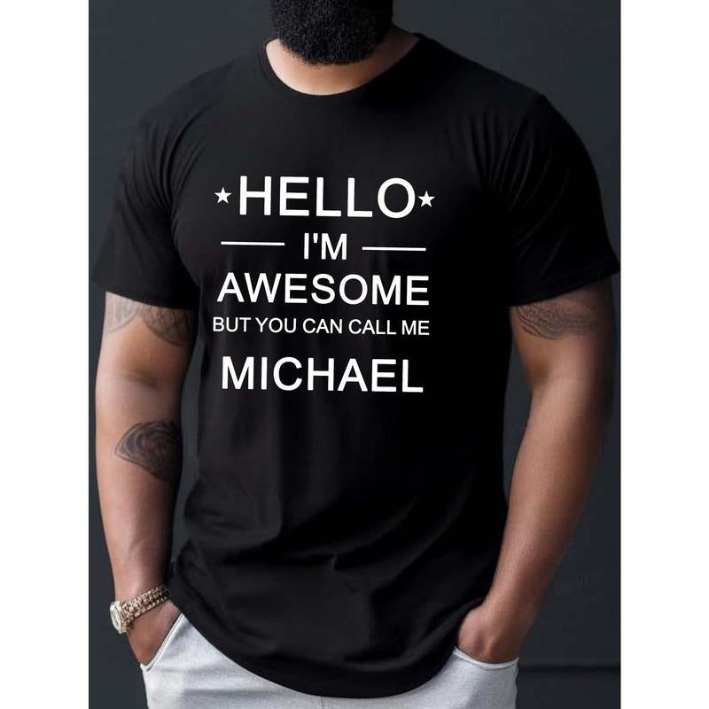 Men's 'Hello I'm Awesome' Michael Crew Neck T-Shirt