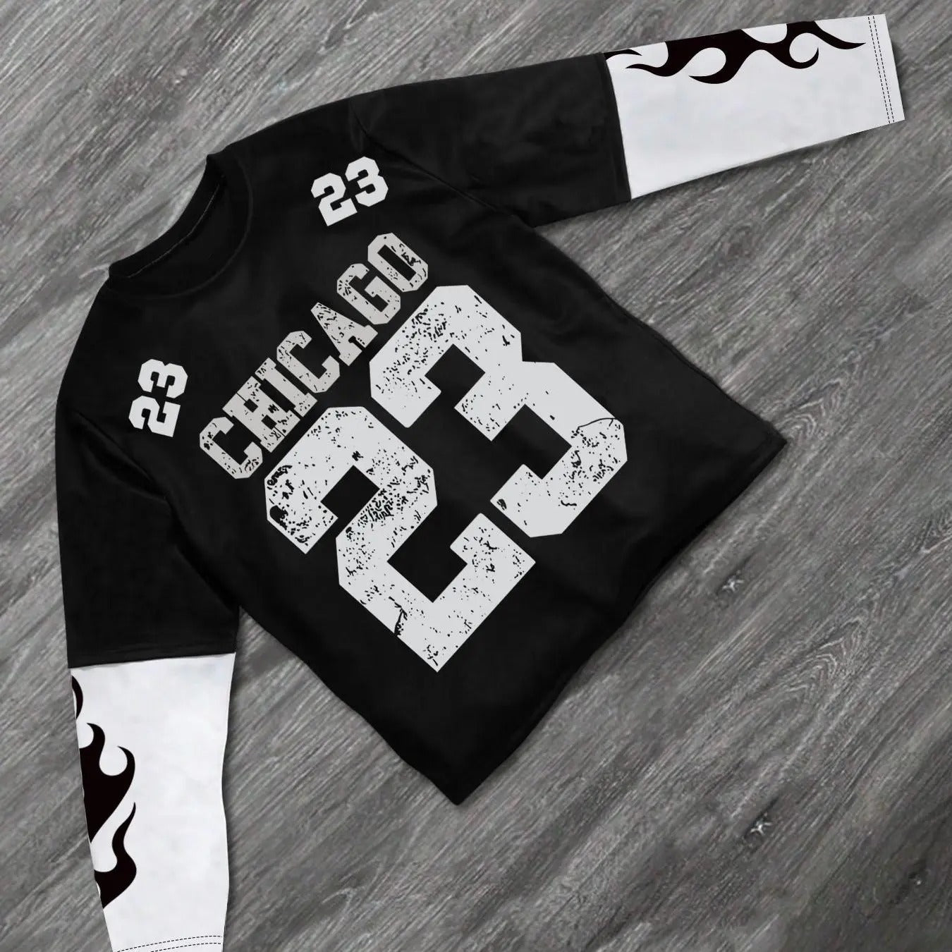 Men's 2 in 1 Colorblock Letter & Number Print Long Sleeve Tee, Regular Fit Casual Street Round Neck T-shirt for Daily...