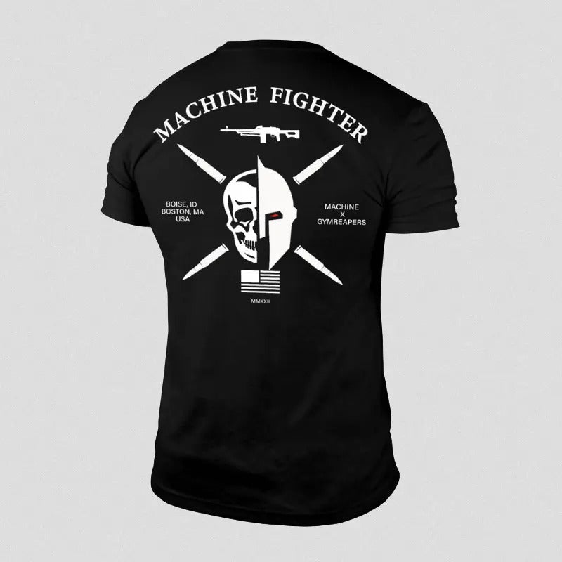 Men's 7.62 Machine Fighter Tee - Unique Printed T-Shirt - Lightweight Summer Cotton Blend Hoodie, Sweatshirt | WearSparks.com