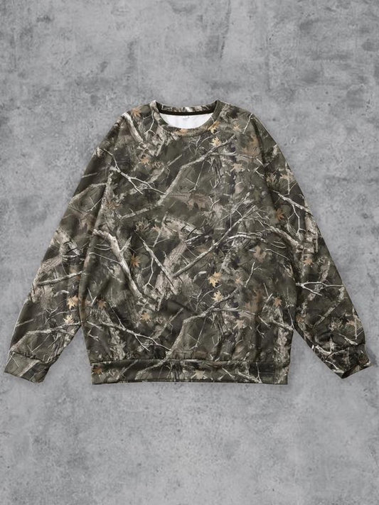 Men's All Over Print Drop Shoulder Sweatshirt, Regular Fit Casual Long Sleeve Round Neck Pullover for Daily Wear, Fashion...