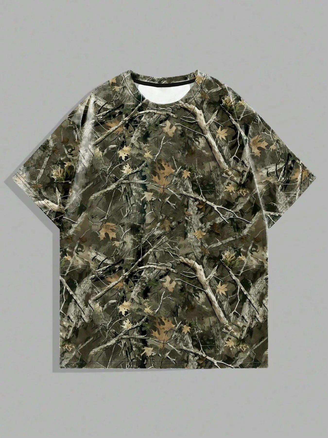 Men's All Over Print Short Sleeve Tee, Regular Fit Casual Leaf Print Crew Neck T-shirt for Daily Wear, Men's Top for All...
