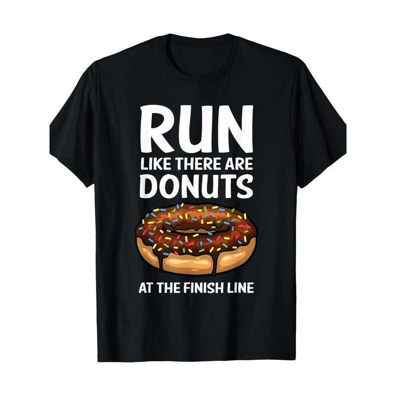 Men's Breathable Cotton T-Shirt with Fun Donut Print - Crew Neck, Short Sleeve, All-Season Comfort Fit Tee made in usa...