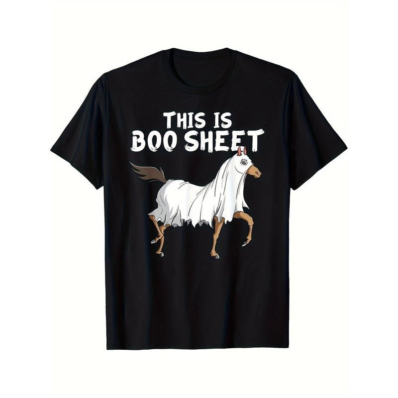 Men's Breathable Cotton T-Shirt with Horse Print