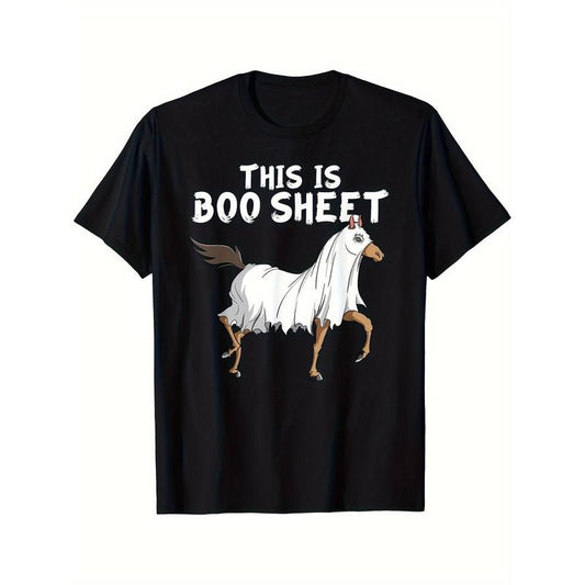 Men's Breathable Cotton T-Shirt with Horse Print