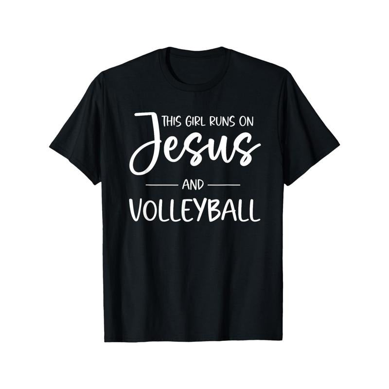 Men's Breathable Cotton Volleyball & Jesus Graphic Tee - Casual Round Neck Short Sleeve T-Shirt for Summer made in usa...