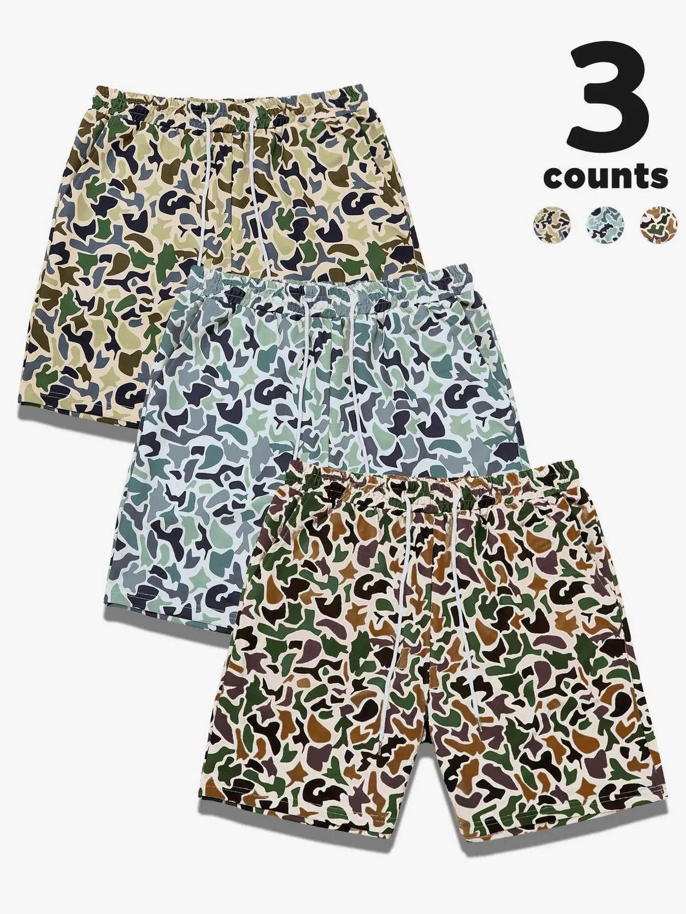 Men's Camo Print Shorts, Regular Fit Casual Street Shorts for Summer, Men's Bottoms for Daily Wear T-Shirts, Hoodie,...