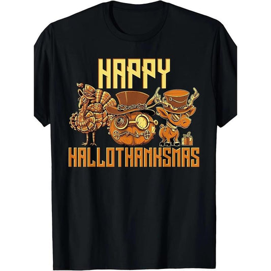 Men's Casual Cotton T-Shirt with Halloween Pumpkin Print - Soft, Breathable & Stretchy Crew Neck Tee for All Seasons,...