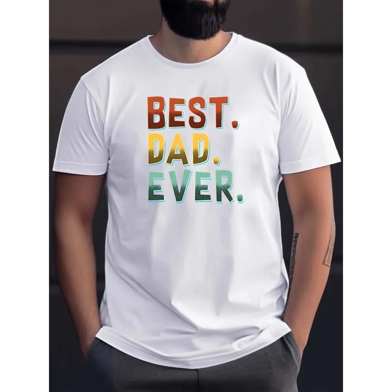 Men's Casual Short-Sleeve T-Shirt with Unique Letter Print - Breathable Cotton, Round Neck, Machine Washable