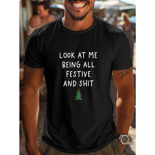 Men's Casual Short-Sleeve T-Shirt with Unique Letter Print