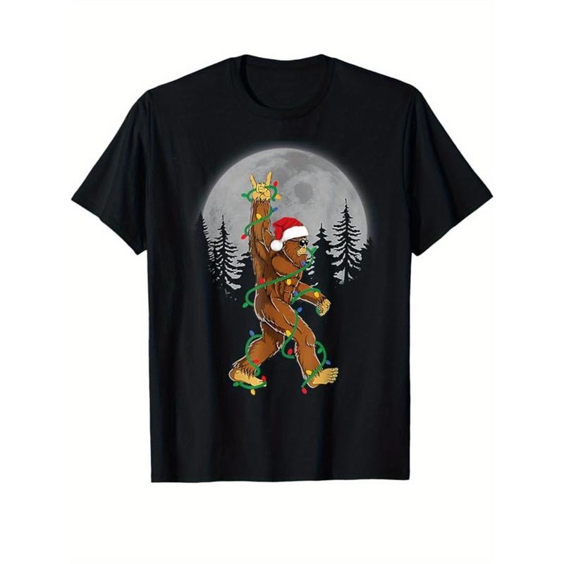 Men's Christmas Tree Graphic Tee - Cotton Short Sleeve Crew Neck T-shirt, Casual Outdoor Xmas Clothing, Gift Idea for Him...