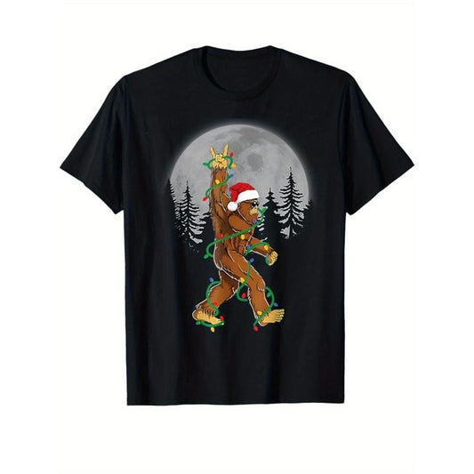 Men's Christmas Tree Graphic Tee - Cotton Short Sleeve Crew Neck T-shirt, Casual Outdoor Xmas Clothing, Gift Idea for Him...