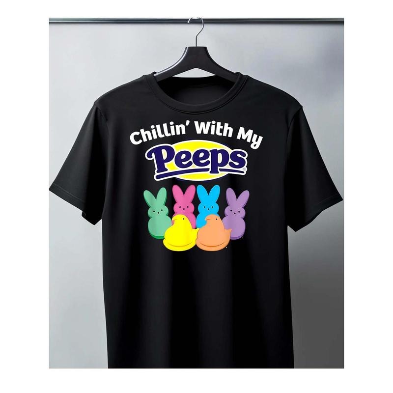 Men's Cotton Black T-Shirt - Chillin' With My Peeps Easter Theme Design made in usa Hoodie, Sweatshirt | WearSparks.com