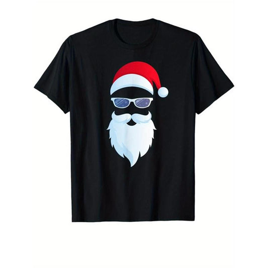 Men's Cotton Graphic Tee, Santa Claus Christmas Print Short Sleeve Crew Neck T-shirt, Casual Outdoor Clothes, Gift For...