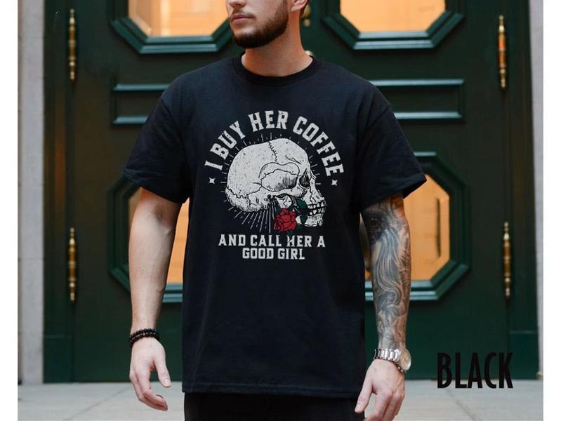 Men's Dark Romance T-shirt I Buy Her Coffee And Call Her A Good Girl Book Lover Gift For Husband Villain Lover Shirt Smut...