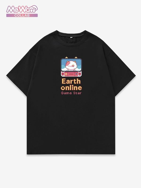 Men's Earth Online Game Star T-shirt, Regular Fit Casual Short Sleeve Crew Neck T-shirt for Daily Wear, Men's Top for...