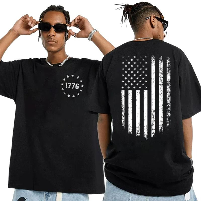 Men's Flag 1776 Shirt, Independence Shirt, American History 1776, V.Ntage Us Flag 1776 Tee, Regular Fit Casual Street...