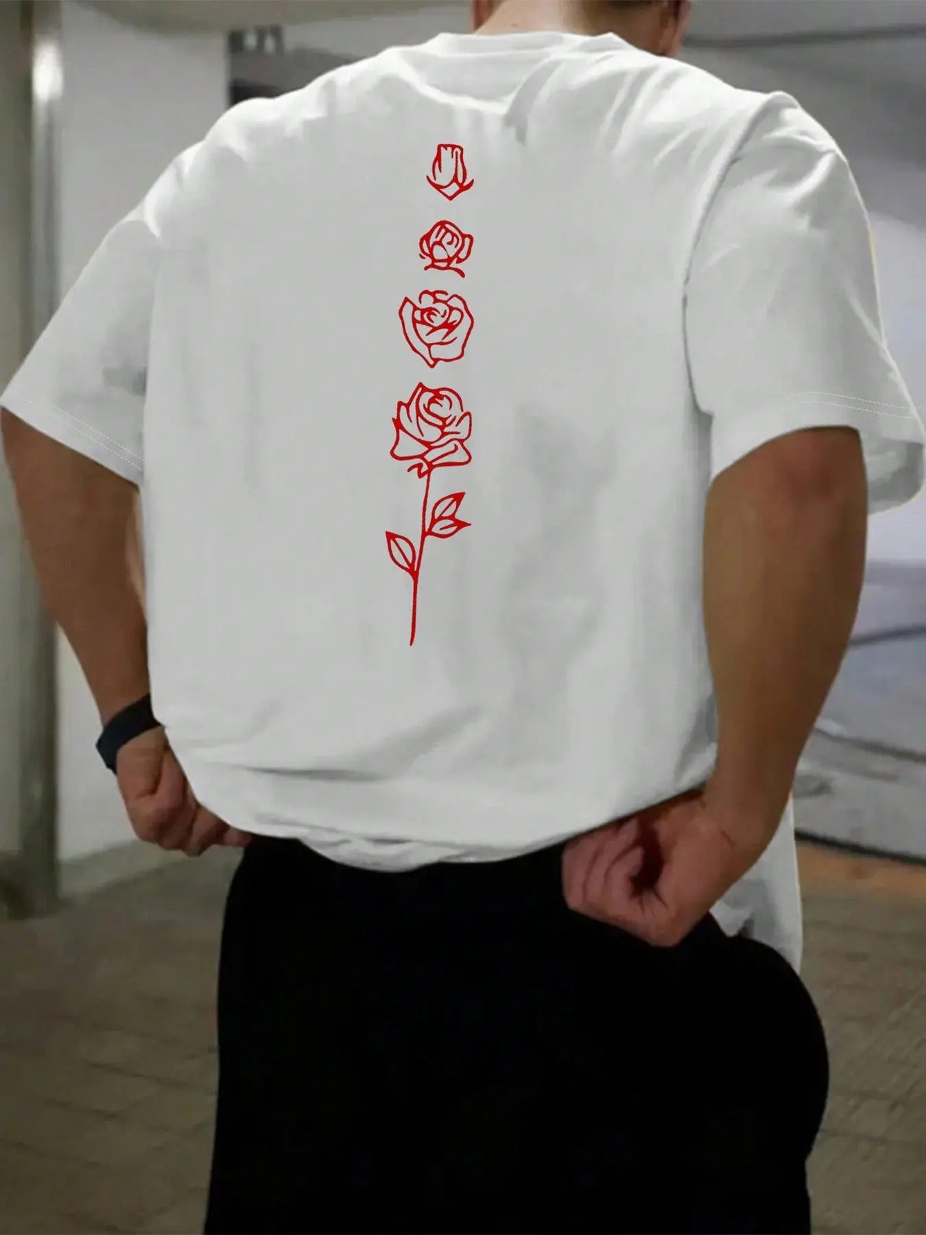 Men's Floral Print Drop Shoulder Tee, Regular Fit Casual Short Sleeve Round Neck T-Shirt for Daily Wear, Men's Top for...