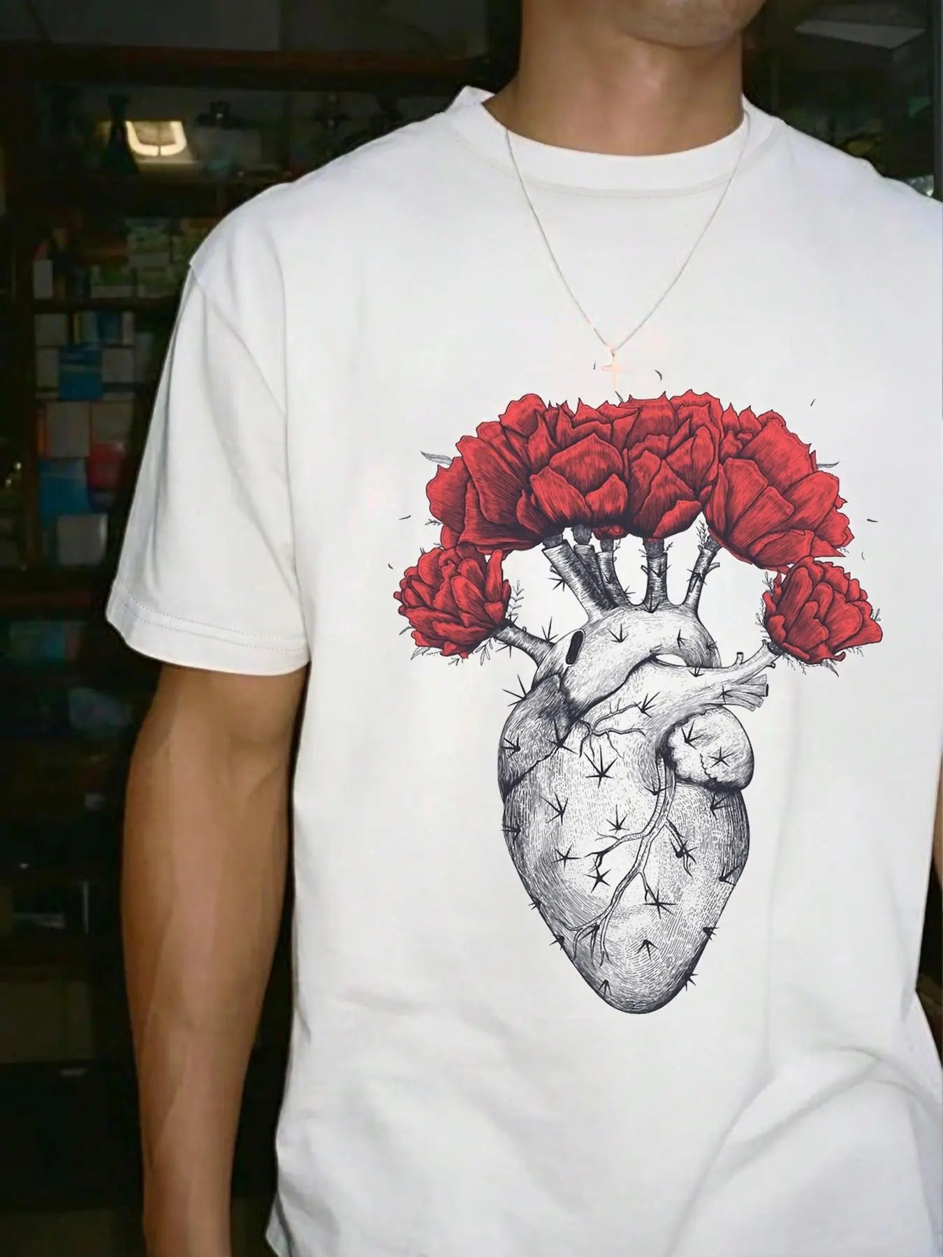 Men's Floral Print Short Sleeve T-shirt, Regular Fit Casual Comfy Round Neck Tee for Daily Wear, Men's Top for All...