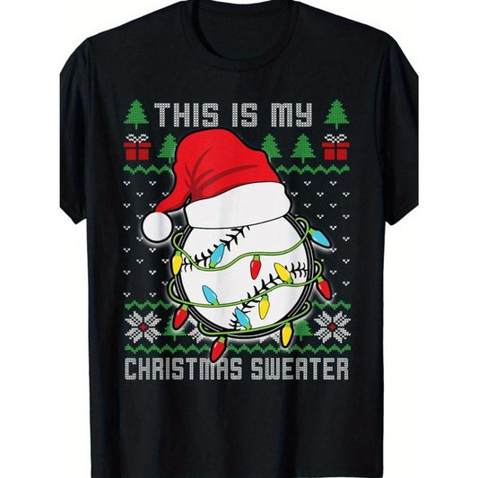 Men's Funny Baseball Santa Christmas T-Shirt