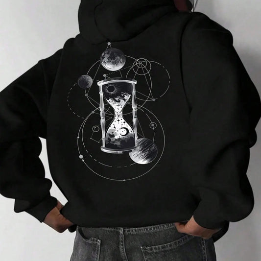Men's Galaxy Print Drop Shoulder Thermal Lined Hoodie, Regular Fit Fashion Casual Drawstring Pocket Hooded Sweatshirt for...