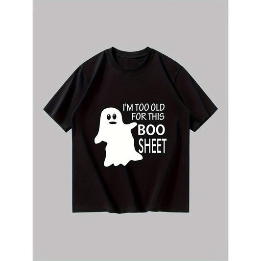 Men's Halloween Ghost Graphic T-Shirt "I'm Too Old for This Boo Sheet"