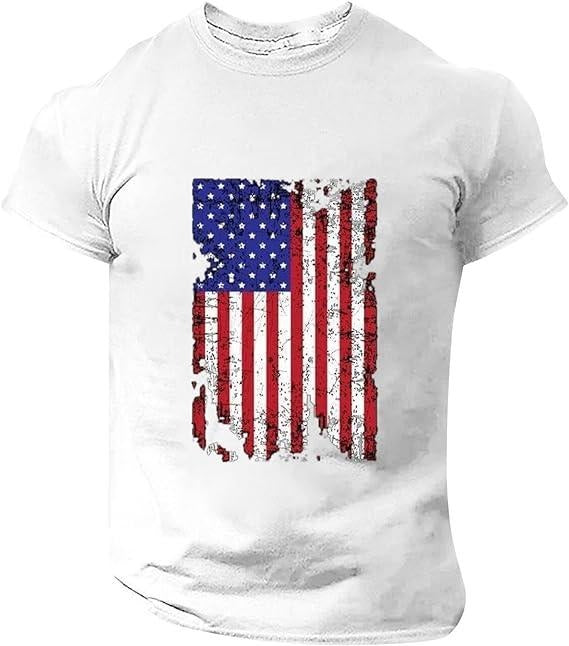 Men's Independence Day Shirts Summer USA Flag Patriotic Crewneck Muscle Short Sleeve Workout 4Th of July T Shirt Hoodie,...