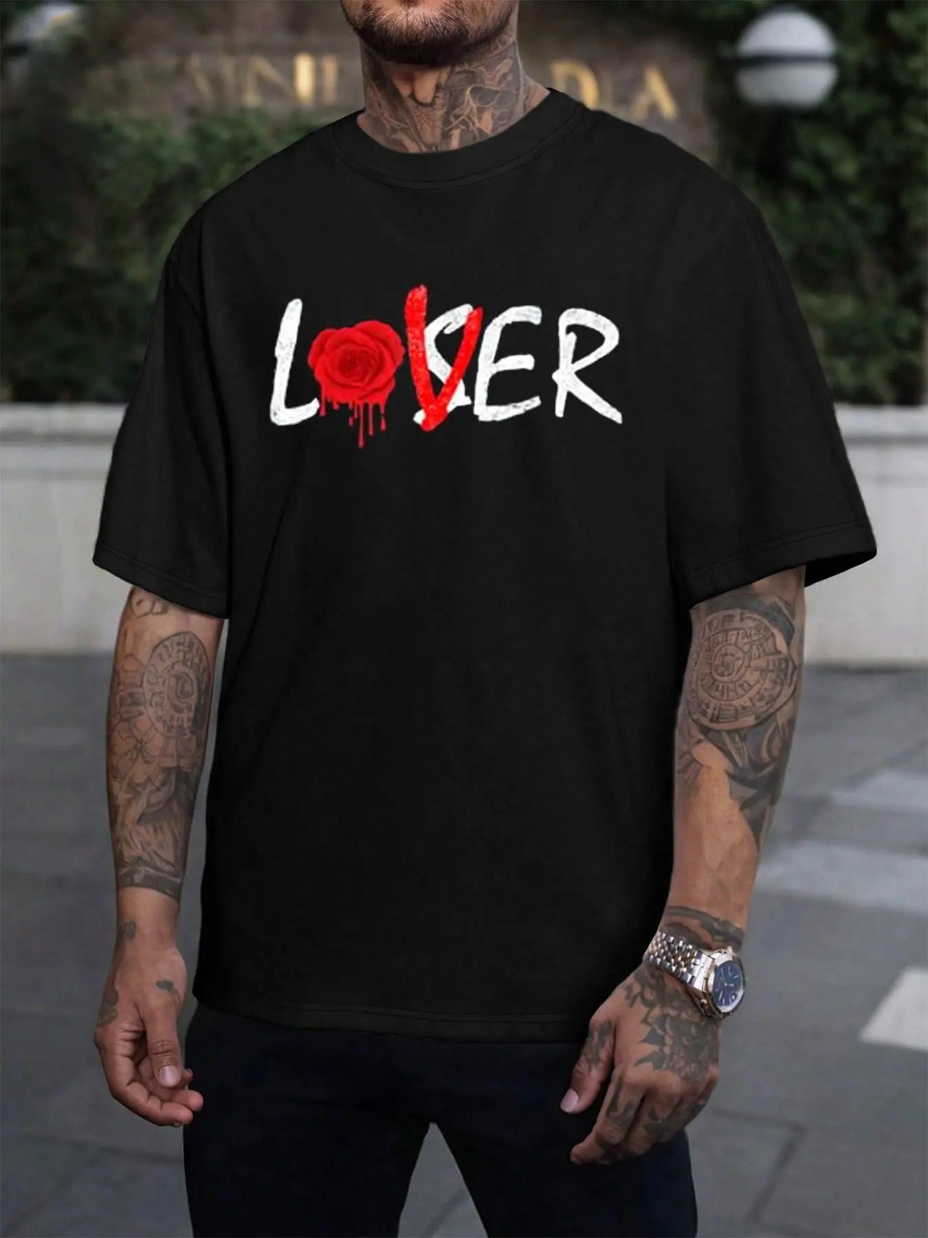 Men's Letter Print Short Sleeve Graphic Tee, Casual Fashion T-shirt for Daily Wear, Men's Clothes for All Seasons Hoodie,...