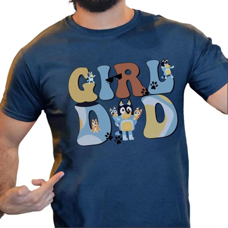 Men's Navy 'Girl Dad Bluey' Shirt: Celebrate Fatherhood with Style,  Bingo Shirt, Bluey Shirt, Bandit Shirt, Fathers Day...