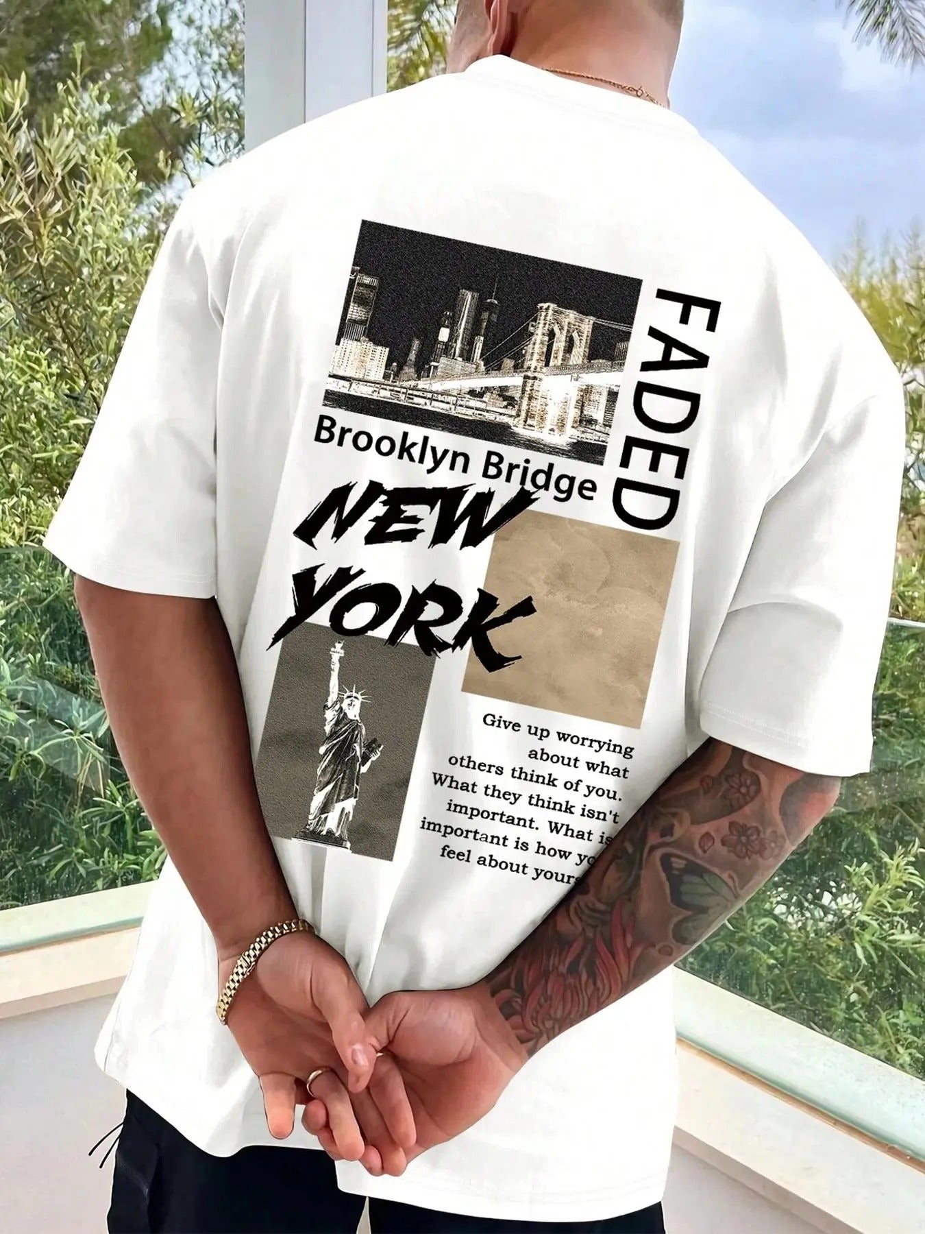 Men's New York City Print Round Neck Graphic Tee, Regular Fit Casual Fashion Short Sleeve T-shirt for Daily Wear, Men's...