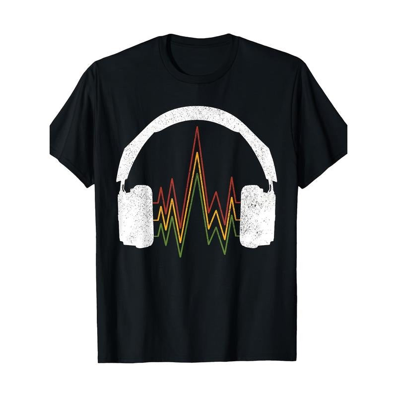 Men's Premium Cotton T-Shirt with Music Headphones Design