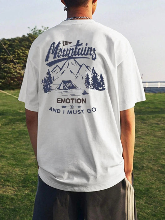 Men's Regular Fit Letter Print Round Neck Tee, Casual Short Sleeve T-shirt for Daily Wear, Men's Top for All Seasons...