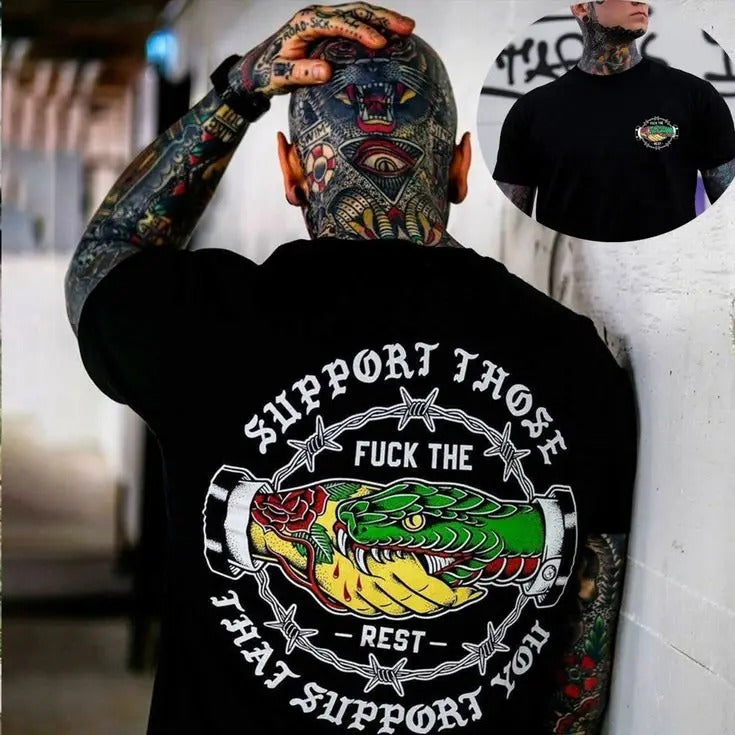 Men's SUPPORT THOSE THAT SUPPORT YOU Snake Graphic Print T-shirt, Sweatshirt, Hoodie, 2 sided shirt Unisex Shirt, Naughty...