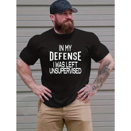 Men's Slogan Print Round Neck Short Sleeve Casual T-Shirt Made in USA Hoodie, Sweatshirt | WearSparks.com