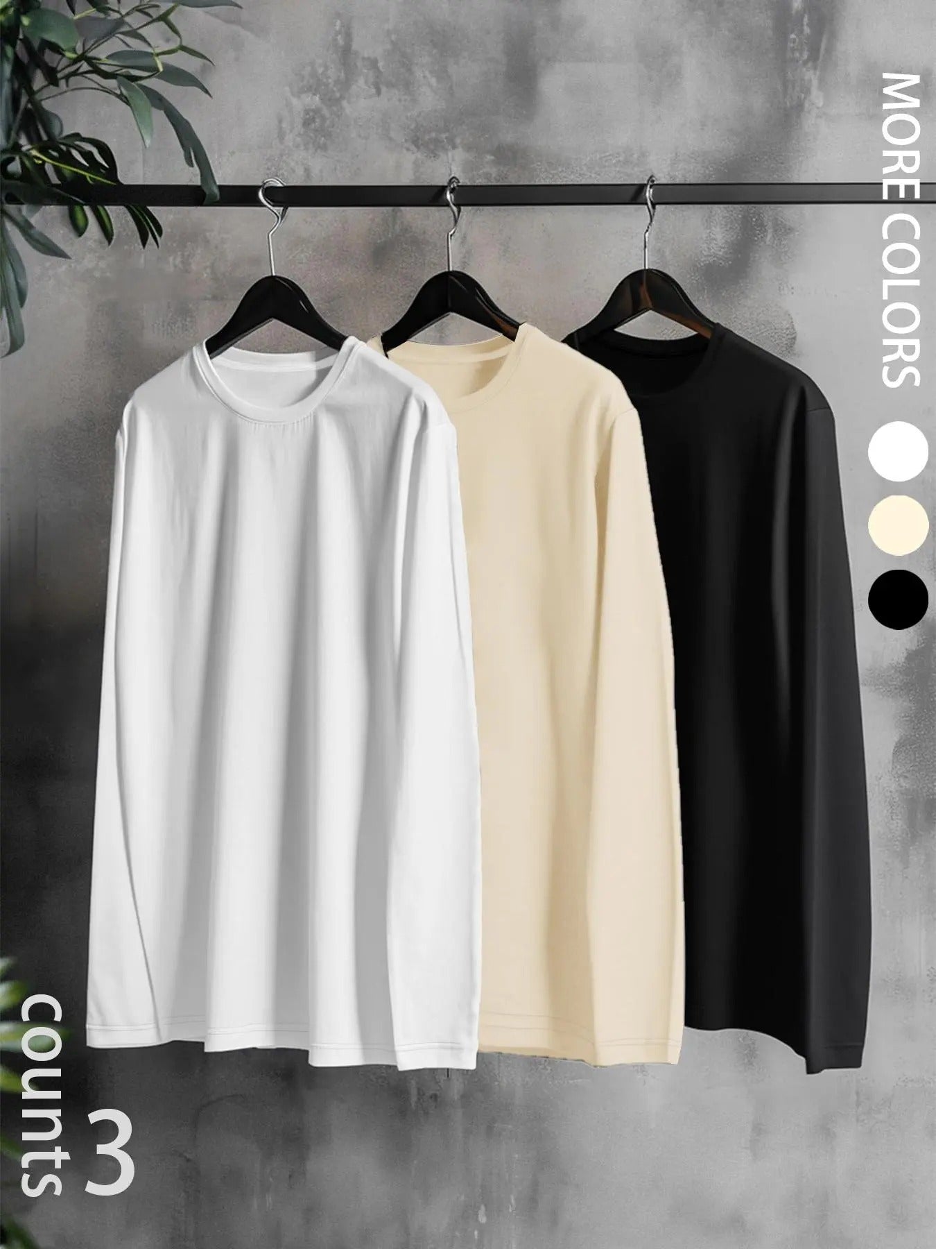 Men's Solid Long Sleeve Tee, Casual Basic Crew Neck T-shirt for Daily Wear, Men's Top for All Seasons Hoodie, Sweatshirt