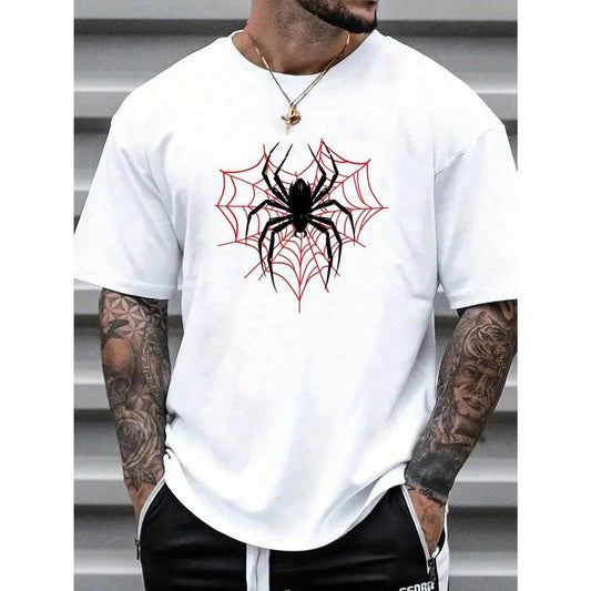 Men's Spider Print Round Neck Short Sleeve T-Shirt Made in USA Hoodie, Sweatshirt | WearSparks.com