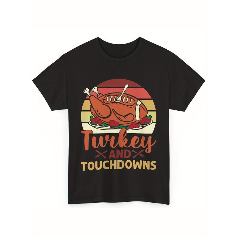 Men's Thanksgiving Turkey & Touchdowns Cotton Tee