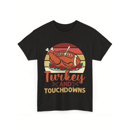 Men's Thanksgiving Turkey & Touchdowns Cotton Tee