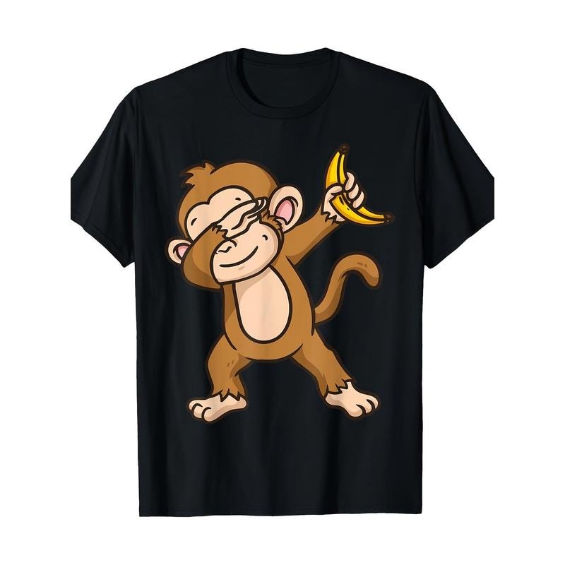 Men's Tropical Monkey & Banana Print Cotton Tee