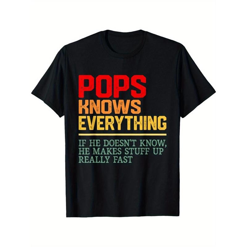 "Men's Vintage Pops Knows Everything T-Shirt - Funny Father's Day Gift Cotton Tee" Made in USA - clothing by WearSparks.com