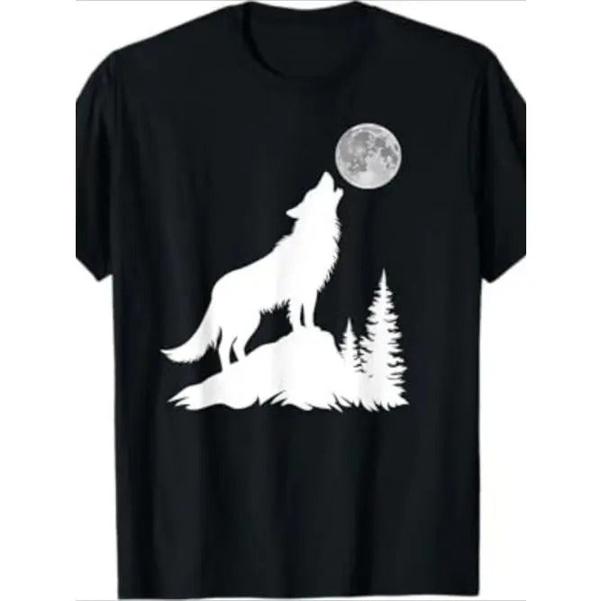 Men's Wolf T-Shirt, Wolf Howls at the Moon, Wolf T-Shirt Made in USA Hoodie, Sweatshirt | WearSparks.com